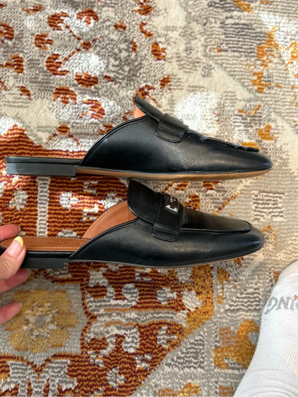 Coach Black Leather Slip-On Loafers with Tan Insole - Picture 8 of 10